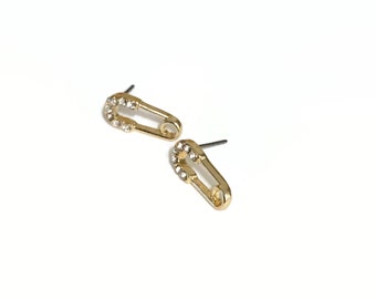 4 pcs 17 mm - Gold Stone Safety Pin Posts - Safety Pin Earrings - Earring Posts  - 1 Loop