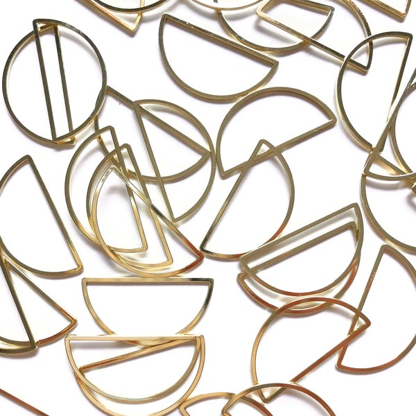 30 x 15 mm - 10 pcs - Gold Semi Circle Charms - Brass Cut Charms - Destash Circle Charms - Brass Findings - Geometric Charm