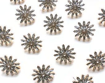 2 pcs 28 mm - Large Gold Stone Burst Posts - Faux Zircon Star - Star Burst Sun Burst Posts