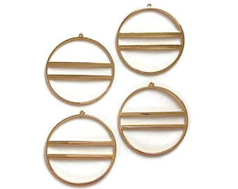 4 créoles en laiton doré 45 x 43 mm - Pendentif en forme de breloque - Boucles d'oreilles rondes en laiton - Grand cercle en laiton double épaisseur 1 boucle