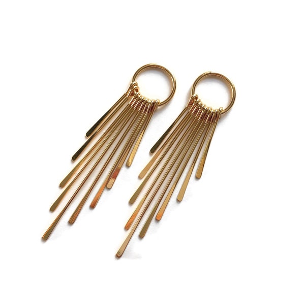 2 pcs+ 83 x 18 mm Gold Brass Fringe Pendant - Brass Round Fringe Paddle Bar - Raw Brass Long Bar - Brass Cabochon Findings