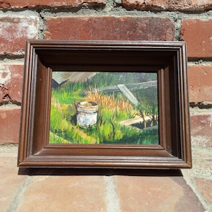 Original Oil On Board Signed Unknown Artist Rural Garden
