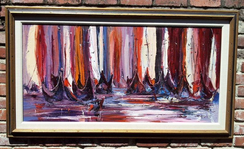 Original Abstract Oil Painting Signed By Harder image 1