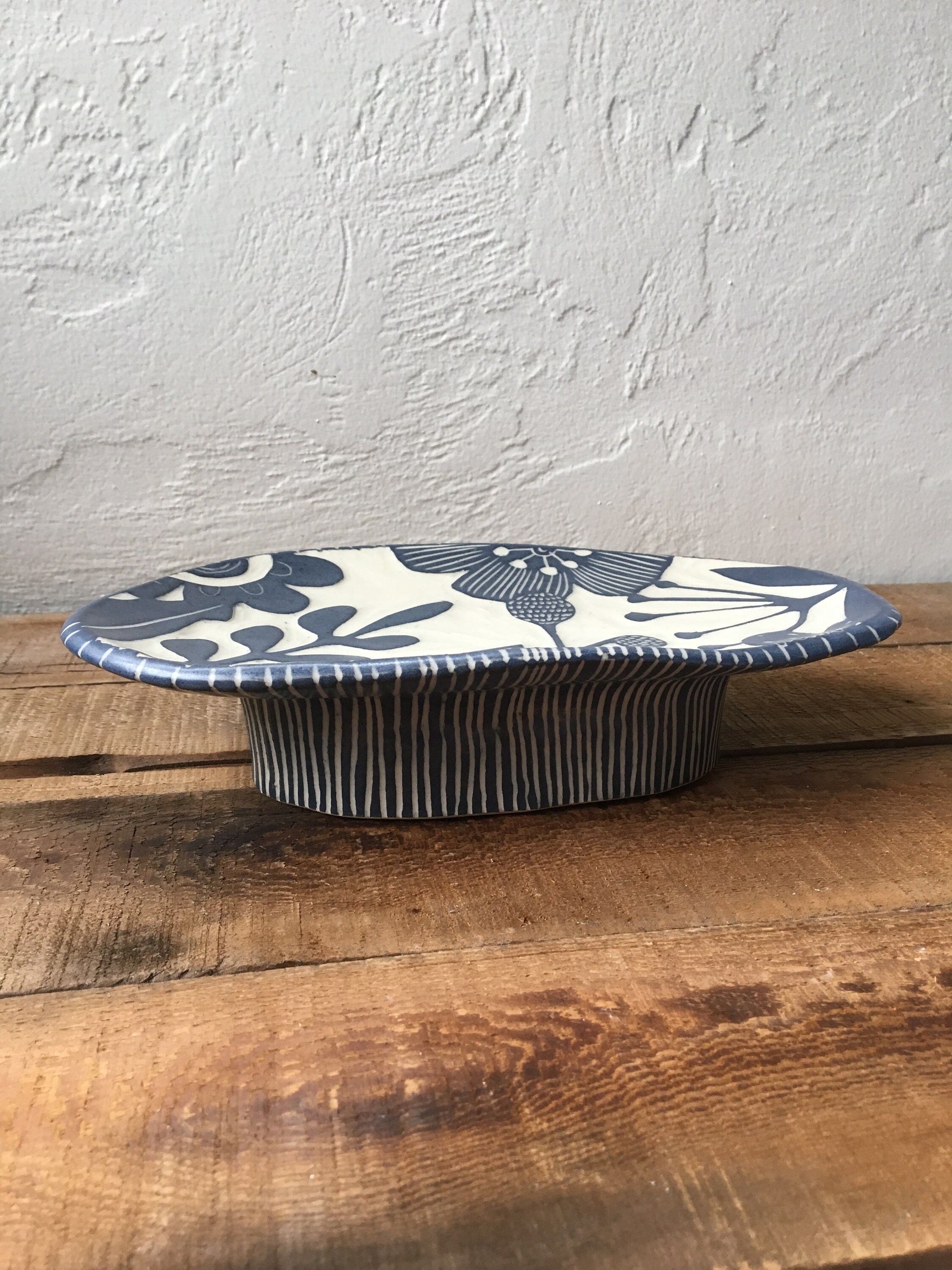 Floral Pedestal oval plate