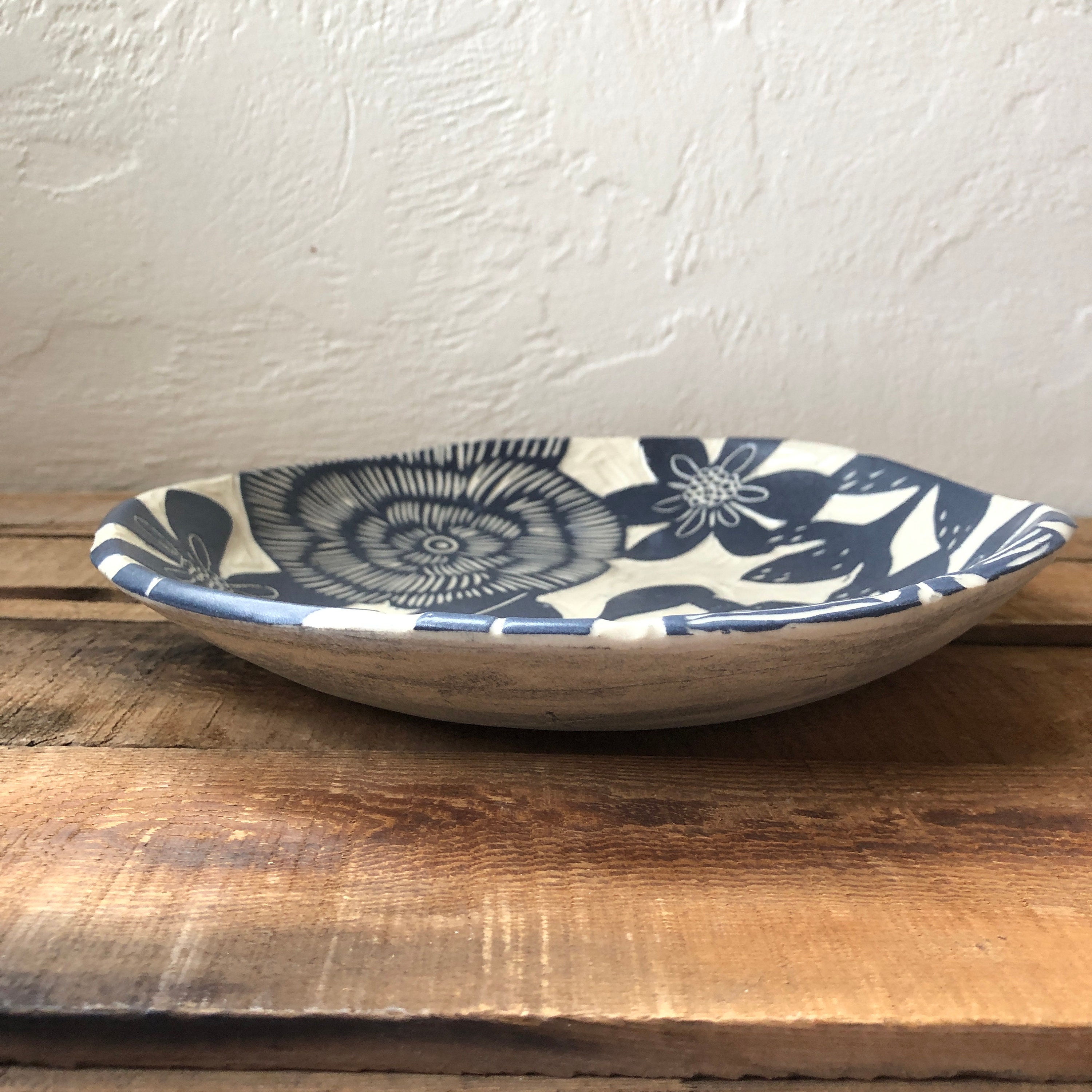 Large Floral shallow bowl