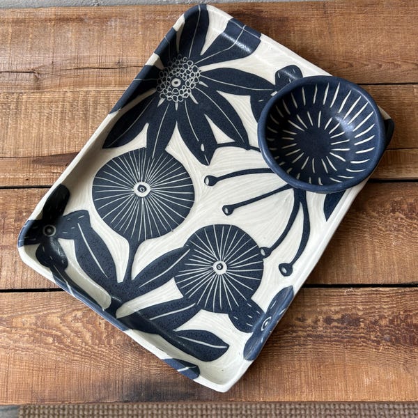 Floral Platter with Sauce Bowl #27