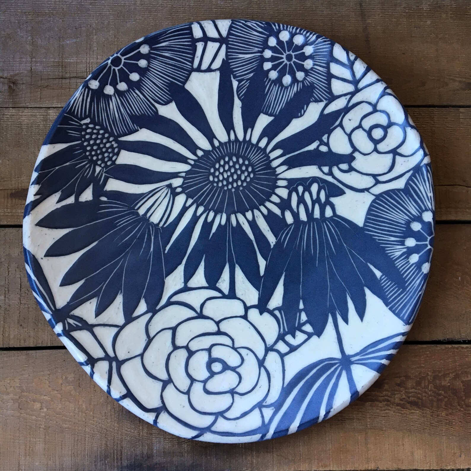Round floral platter Etsy