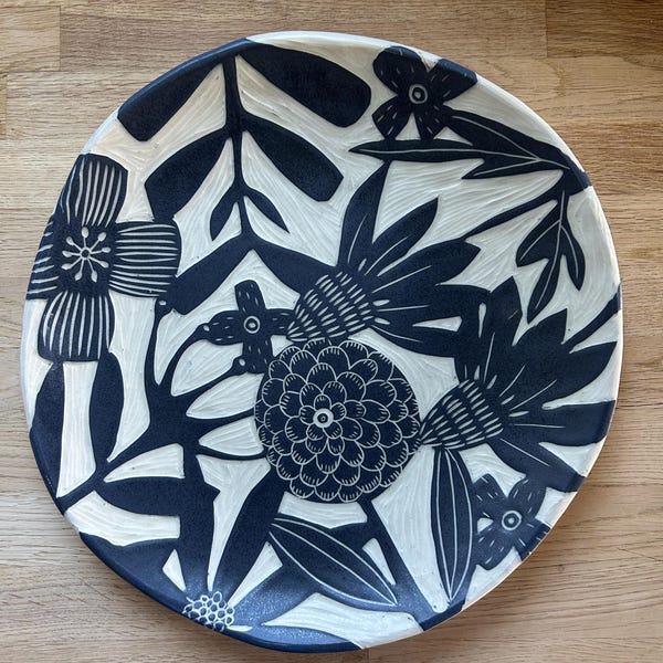 Large Round Floral Platter #66