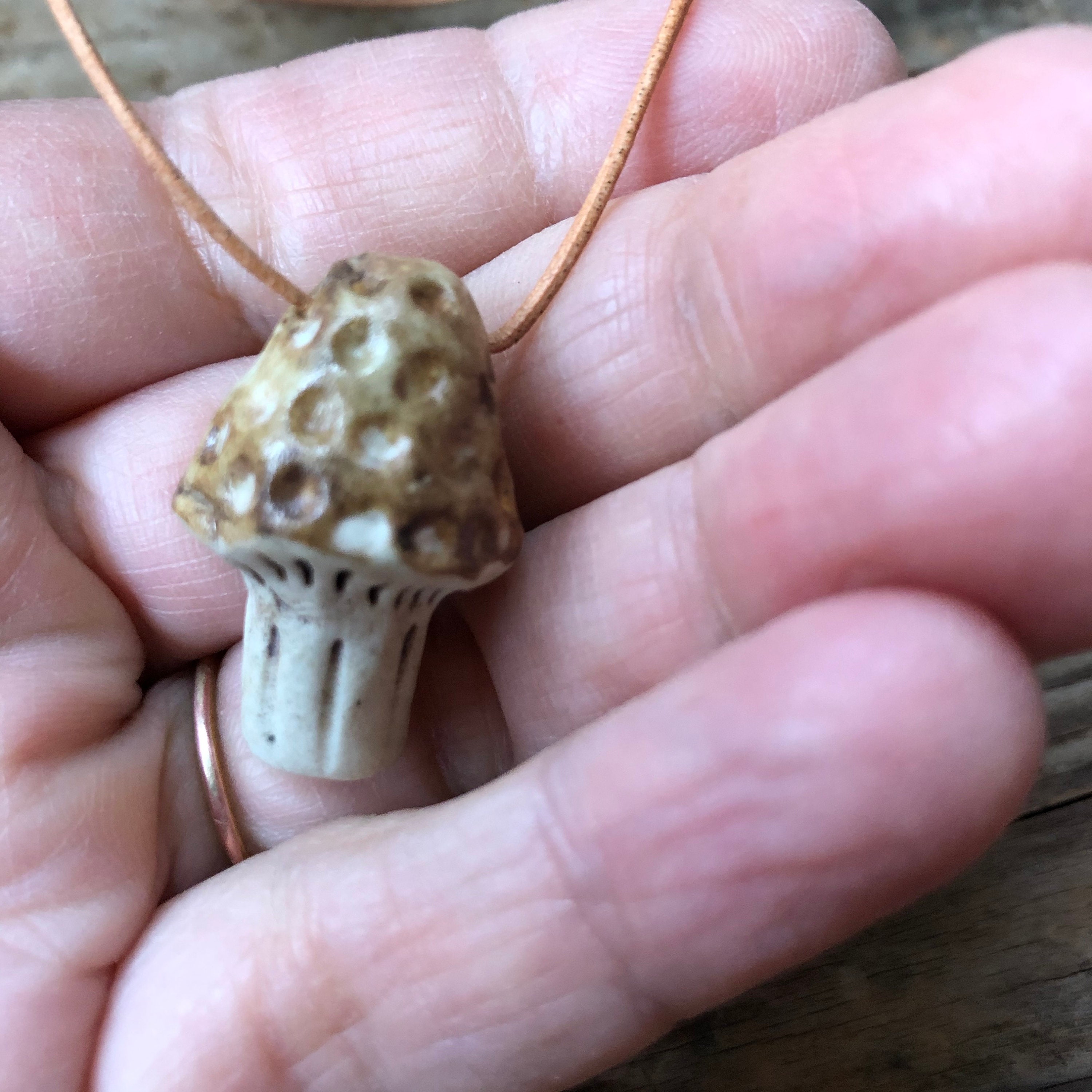 Ceramic Mushroom Pendant Necklace
