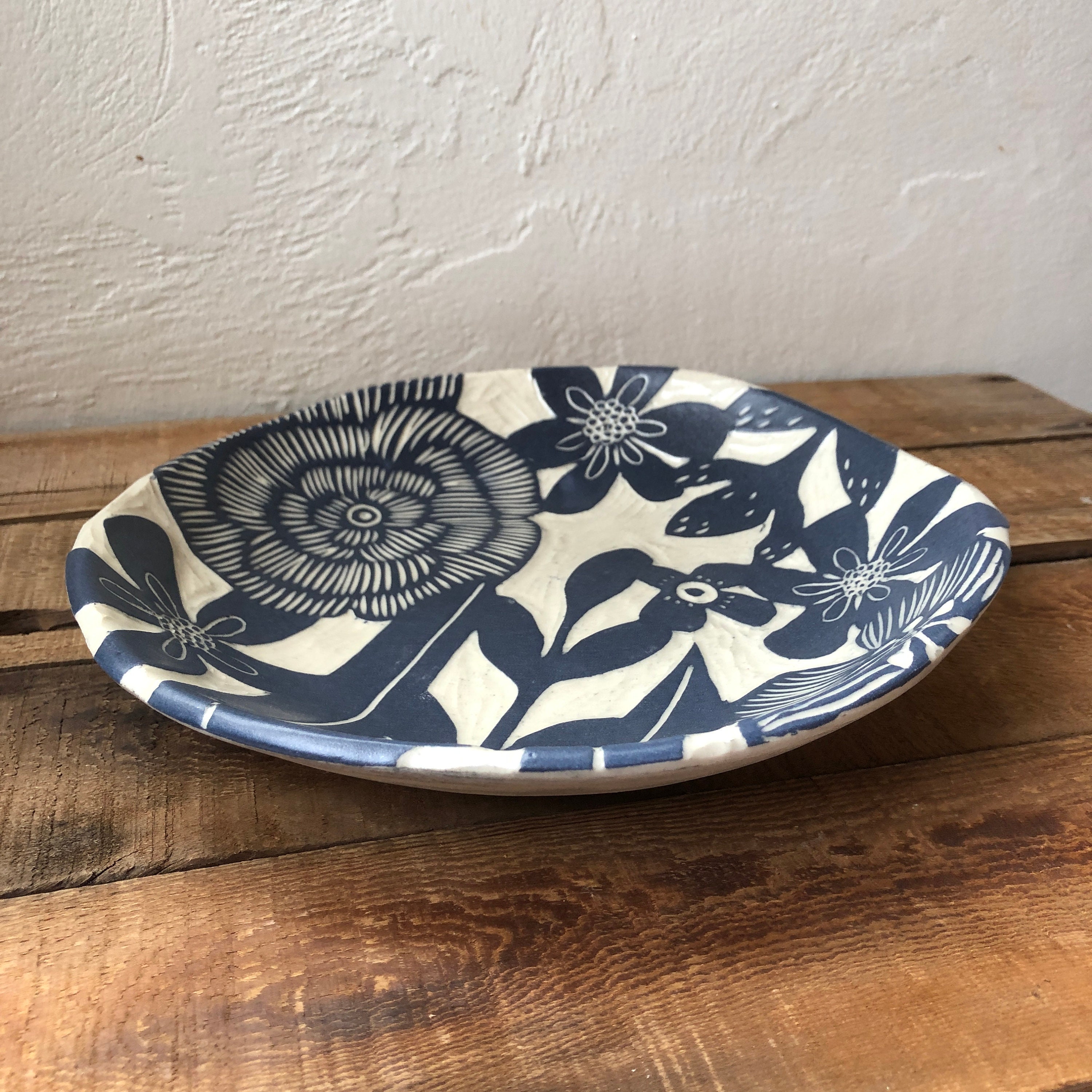 Large Floral shallow bowl
