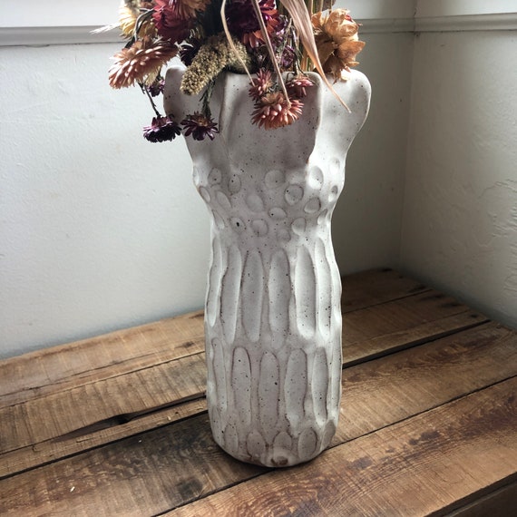 Tall White Sculptural Vase #61