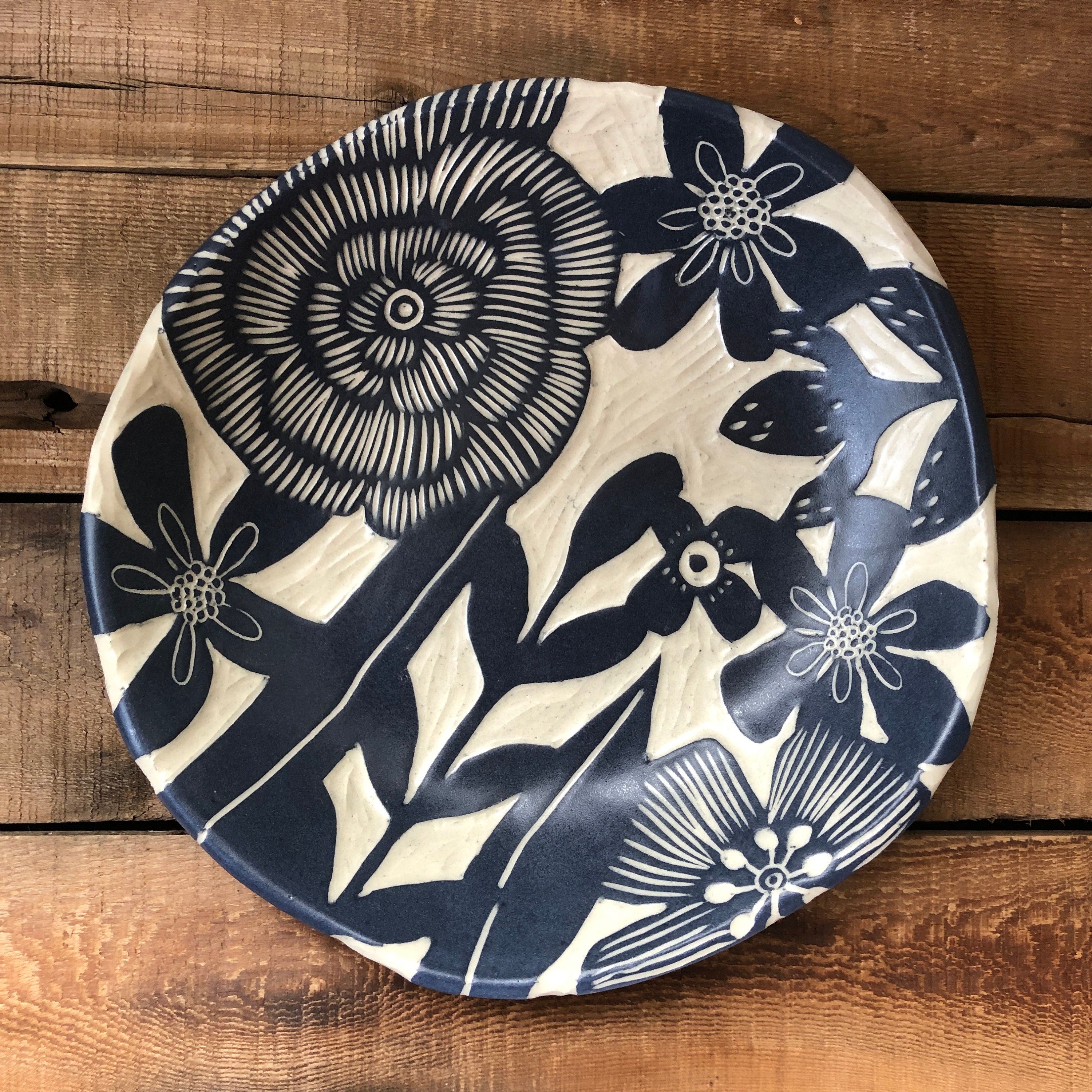 Large Floral shallow bowl