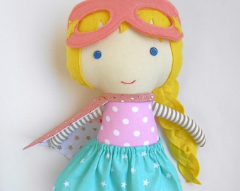 Blonde Superhero Girl Doll - Can Be Personalized with Name Tag - Inspire Imaginative Adventures!