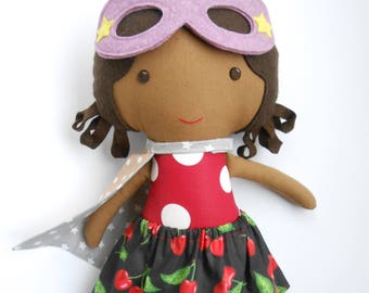 Superhero girl doll for superhero birthday, black lives matter, african american doll as gift for kids toddlers and preeschoolers