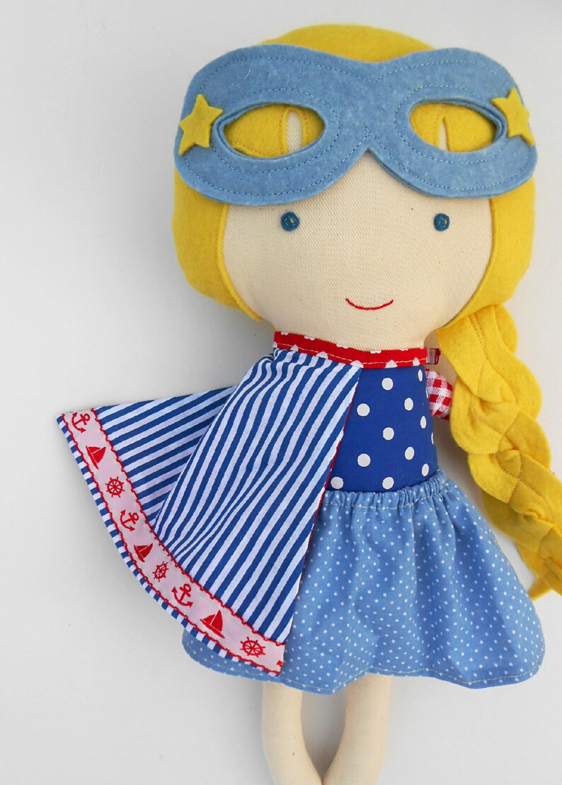 Superhero rag dolls in nautical look toddler gift toy sailor image 3