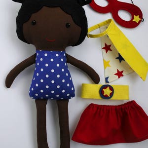 Elevate Her Imagination: Bespoke Afro Superhero Girl Rag Doll by La Loba Studio image 6
