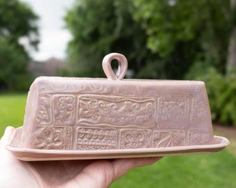 Ceramic Butter Dish | Handmade Pottery | Smokey Lavender Floral