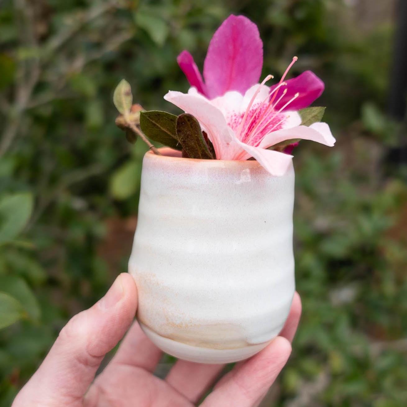 Pink and White Porcelain Bud Vase | Handmade Pottery | Mini Vase for ...