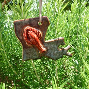 Louisiana Crawfish Holiday Ornament Handcrafted Pottery Christmas Gift