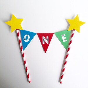 1st Birthday Rainbow Bunting Cake Topper image 5