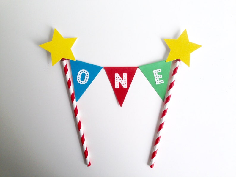 1st Birthday Rainbow Bunting Cake Topper image 5