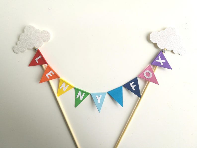 Personalised Birthday Cake Topper Rainbow Coloured Bunting - Etsy