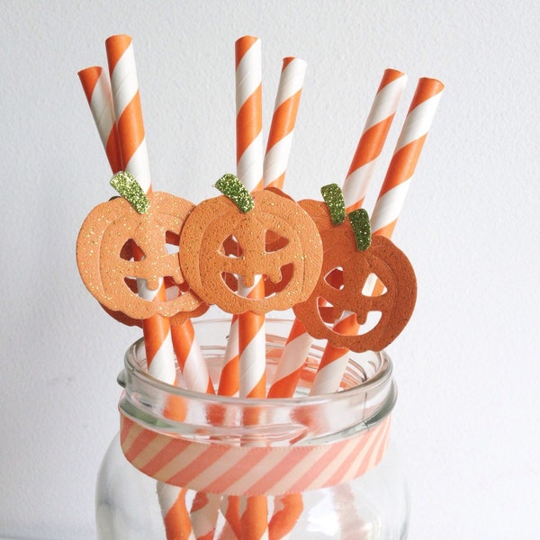 Halloween Party Pumpkin, Jack 'O 'Lantern Straws