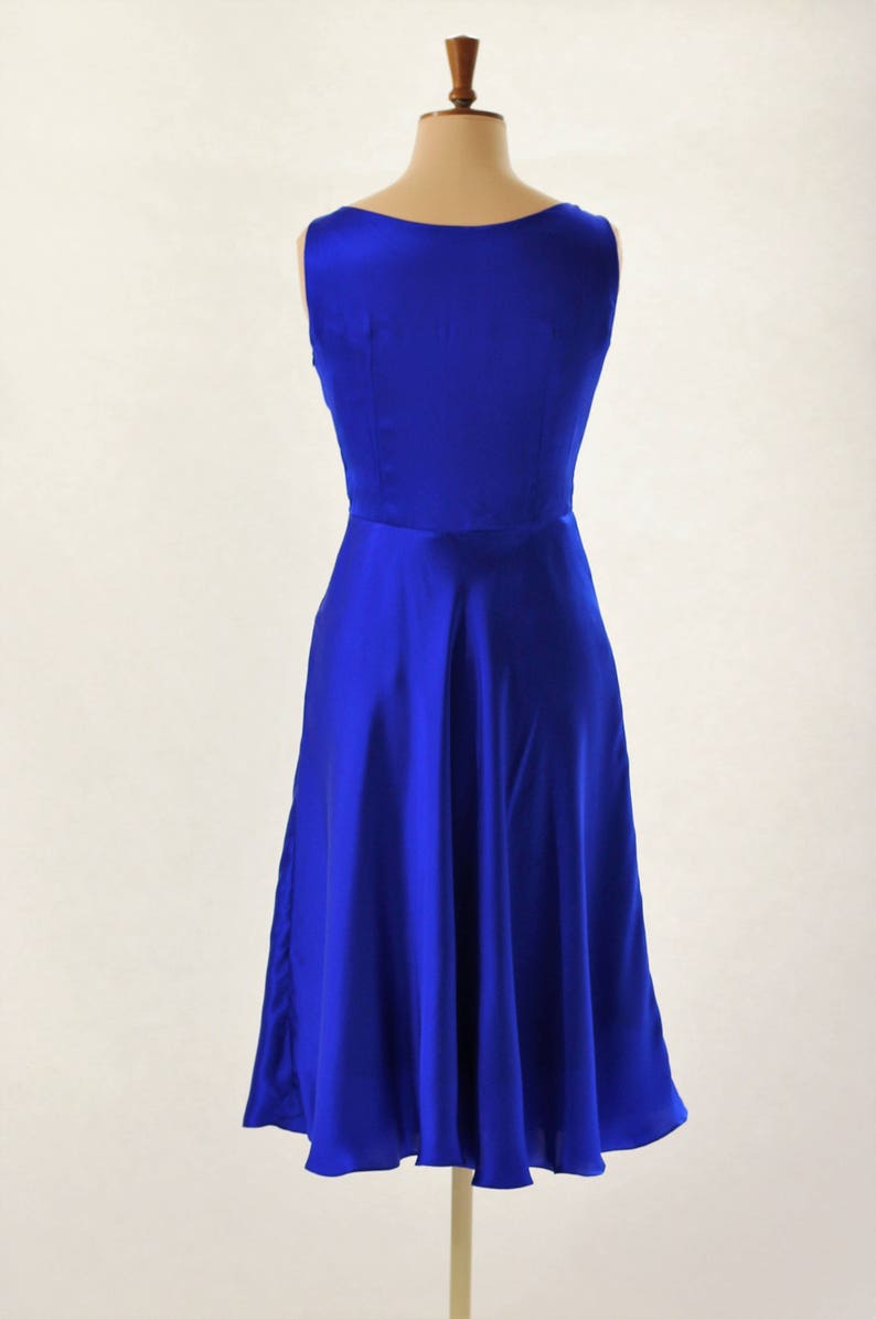 Electric Blue Silk Dress Cocktail Dress Prom Dress Midi | Etsy UK