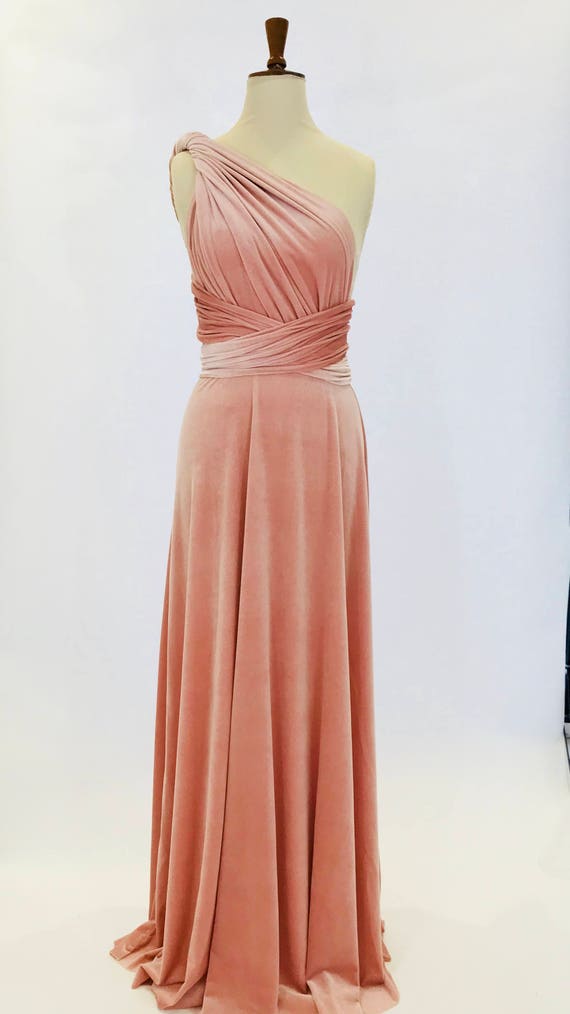 blush pink velvet dress