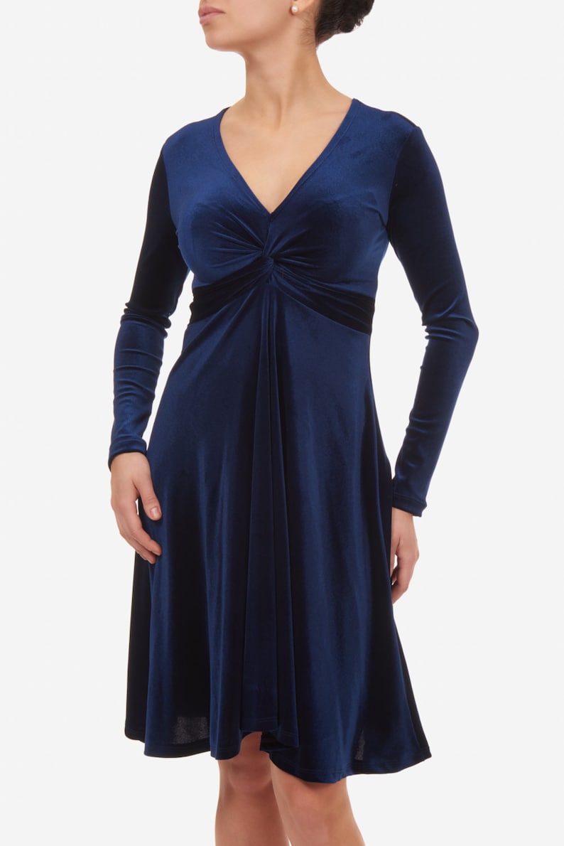 Blue Velvet Dress Cocktail Dress Christmas Party Dress Navy Etsy UK