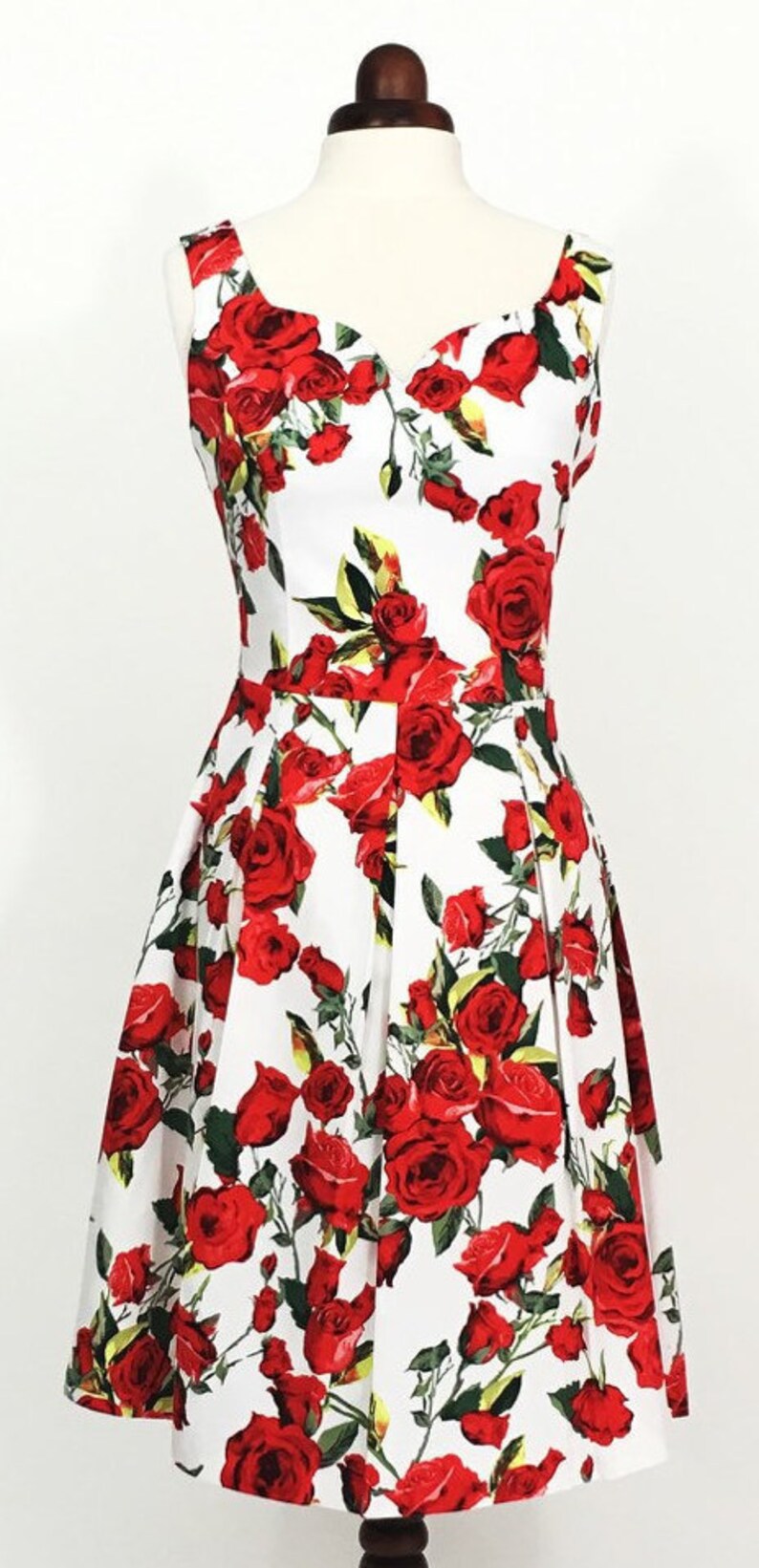 Summer dress floral dress red rose dress sundress wedding Etsy