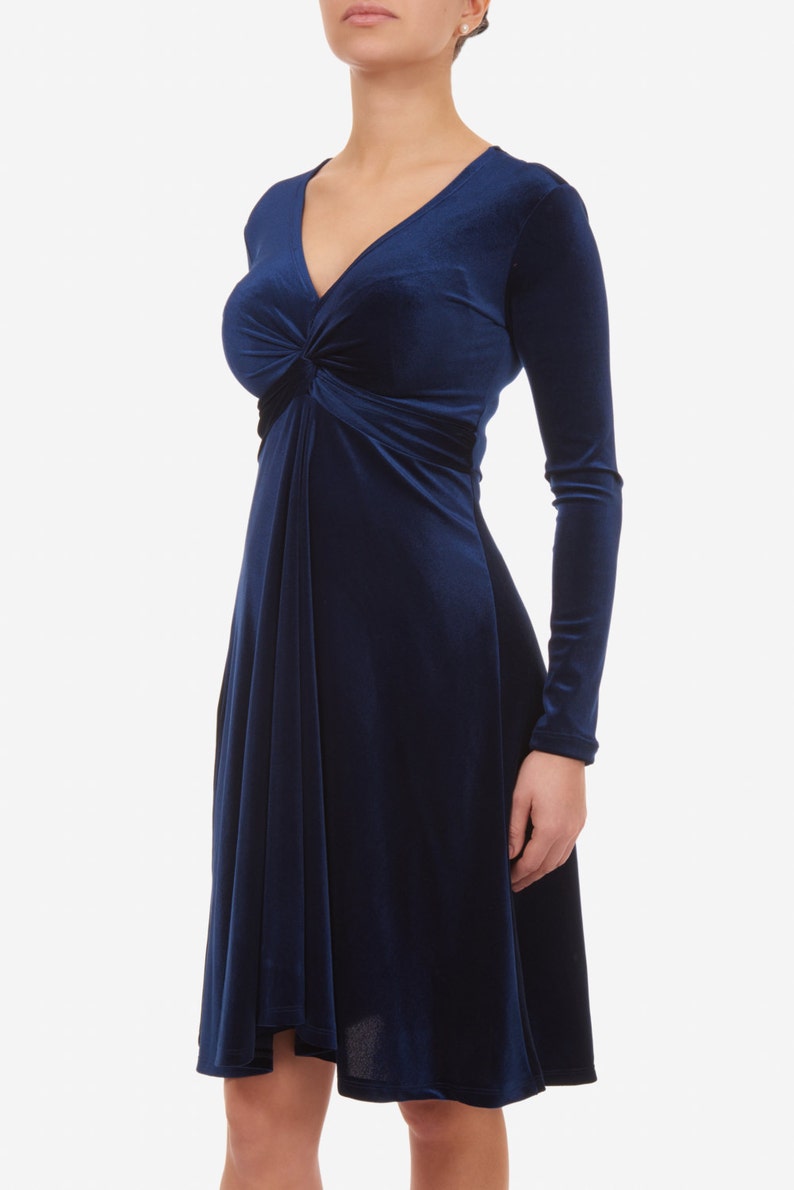 Blue velvet dress cocktail dress christmas party dress navy Etsy