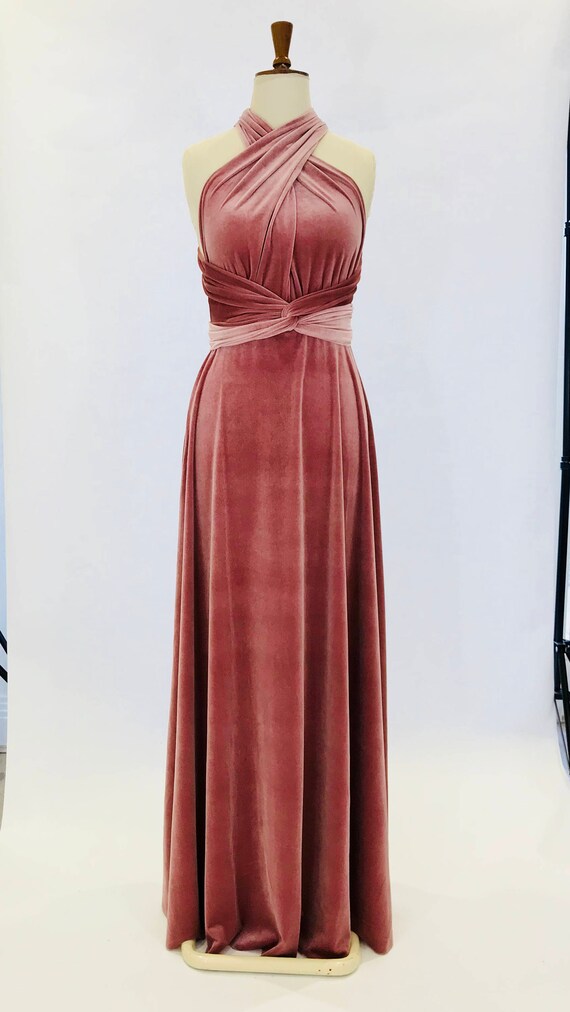 dusty pink velvet dress