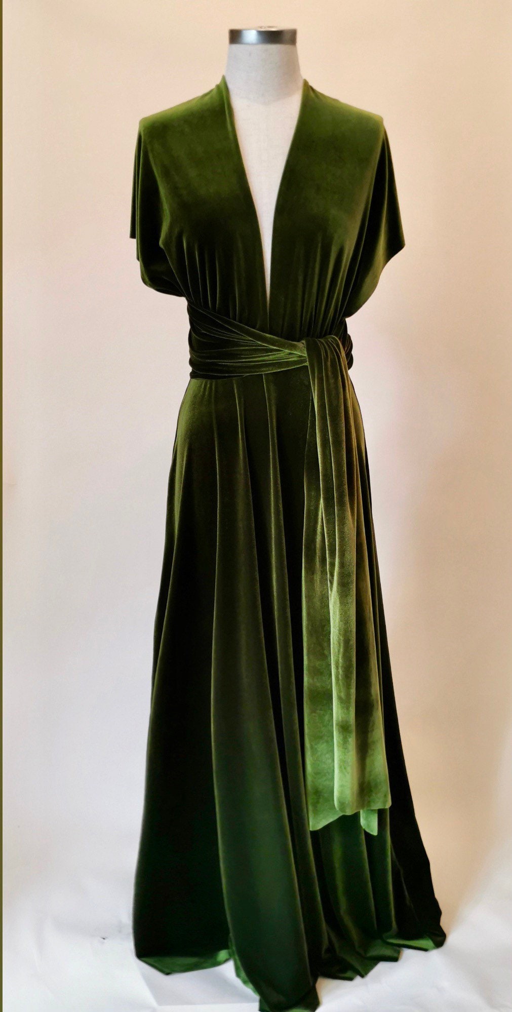 Olive Green Velvet Dress Infinity Dress Bridesmaid Dress | Etsy UK