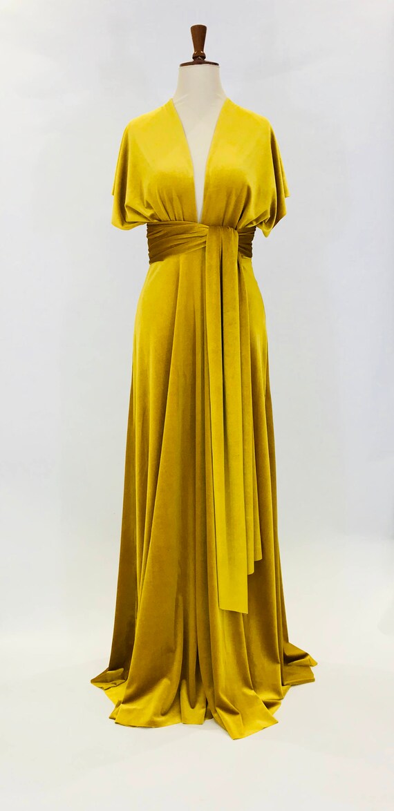 mustard yellow infinity dress
