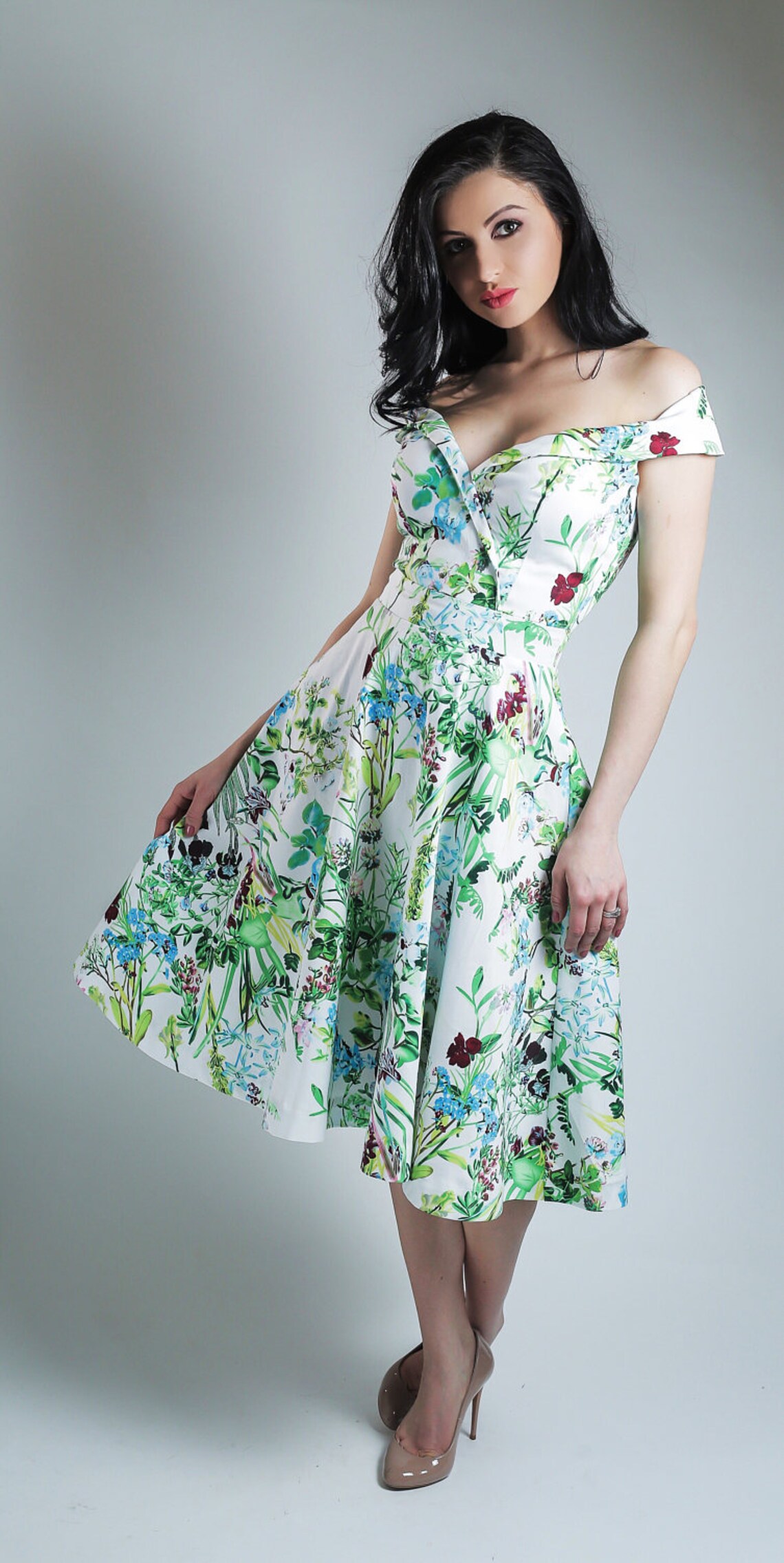 Summer Meadow Dress Offtheshoulder Dress Madetomeasure Etsy