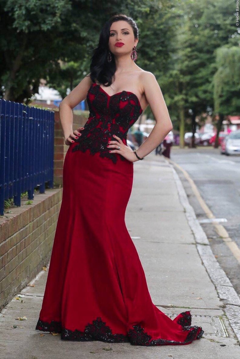 prom dresses red and black