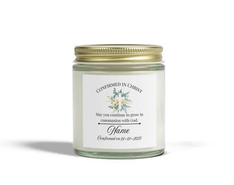 Personalized Confirmation Candle, Coconut Apricot Wax, Religious Gift