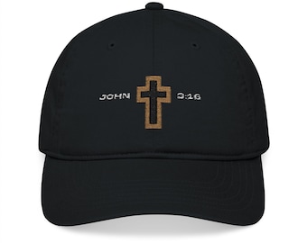 Gorra de béisbol con cruz cristiana bordada, gorra con la frase Juan 3:16, gorra con cruz religiosa, gorra con bordado de fe, gorra de regalo cristiano