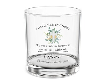 Personalized Christian Confirmation Rocks Glass, 10oz - Unique Gift for Confirmed Christians, Custom Name and Date Etched, Religious
