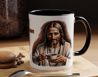 Jesus Coffee Mug, Fueled by Jesus & Coffee, Christian Cross, Religious Gift, Ceramic Tea Cup, Inspirational Drinkware