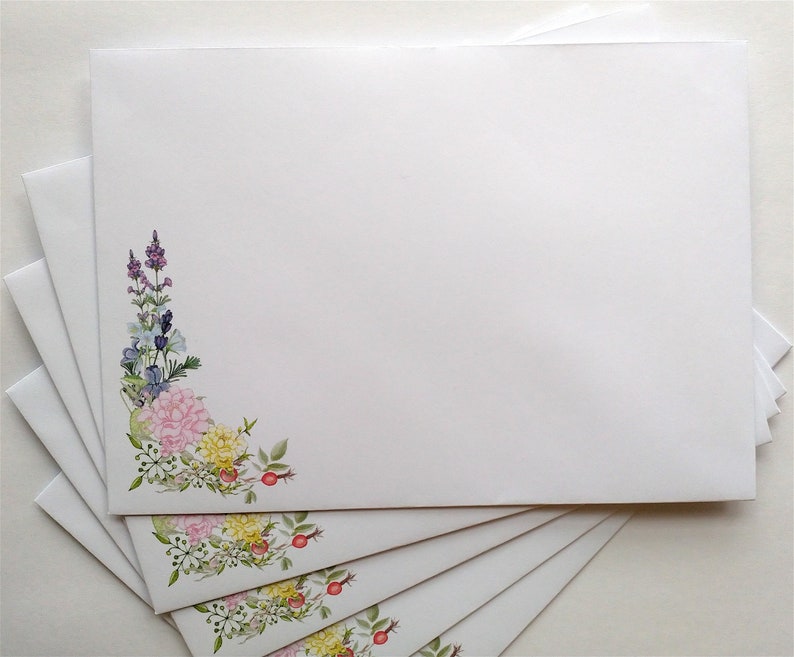 Writing Paper and Coordinating Envelopes Set Mixed Floral Etsy