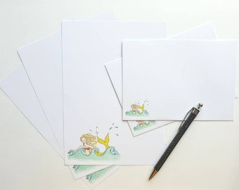 Mermaid Writing Paper and Matching Envelopes Set