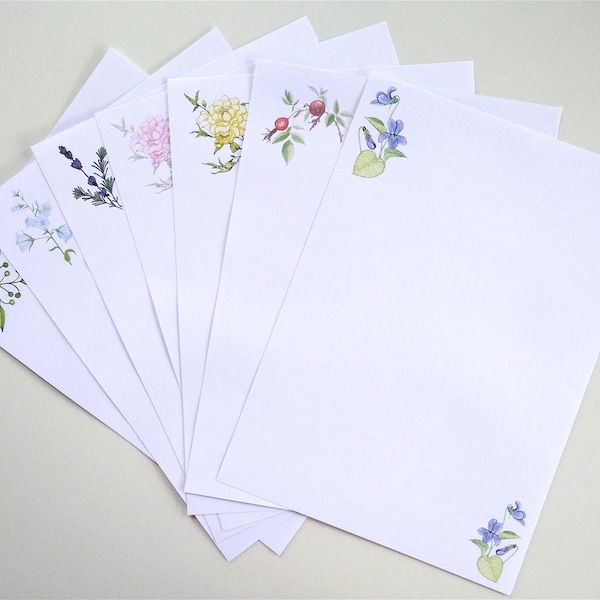 A5 Writing Paper Packs, 20 Sheets of Beautiful Floral Paper; Mixed Floral Designs 28 Sheet Pack