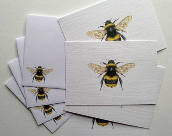 Beautiful Bumble Postcards, Set of 4 With Matching Envelopes