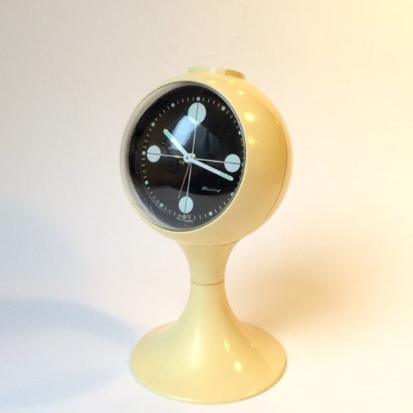 RESERVED SUN KAI vintage space age alarm clock Blessing W Germany White plastic