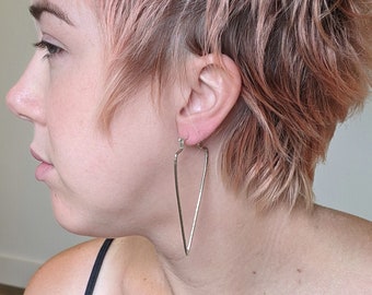 Arrowhead Hoop Earrings, Sterling Silver Hoops, Handmade Earrings, Hammered Hoops