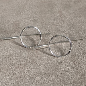 Hammered Sterling Silver Earrings, Silver Dangles, Gifts for her, Handmade earrings, Silver hoop earrings