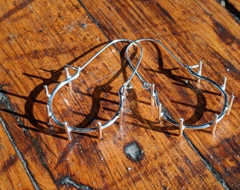 Geometric Hoop Earrings, Stick Hoops, Unique Earrings, Boho earrings, Handmade Jewelry, Sterling Silver Swing Earrings, Unique Earrings