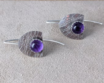 Amethyst Drop Earrings, Aquarius Jewelry, Handmade Jewelry, Sterling Silver Dangles, Birthstone Earrings